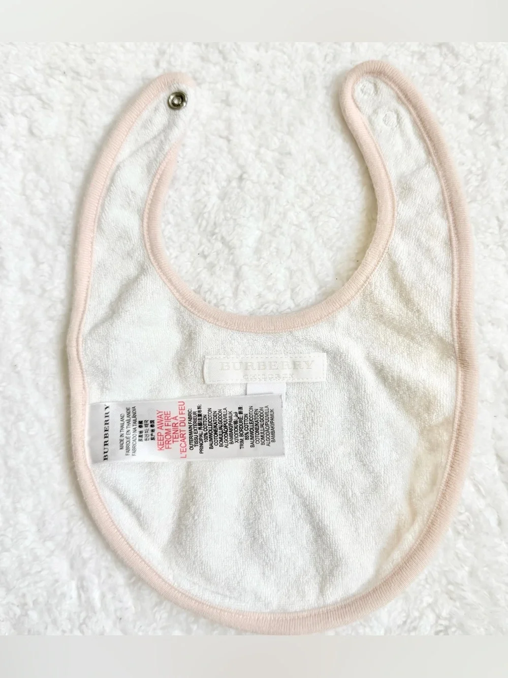 Burberry Baby Bib Infant Girl Unisex Sheep Nova Check Beige Plaid Cotton